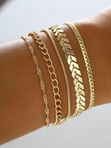2026 new Bohemian style bracelet, Cuban Link bracelet, 5-piece set, trendy and versatile, unique style, perfect stacking, adding a touch of color to your decoration