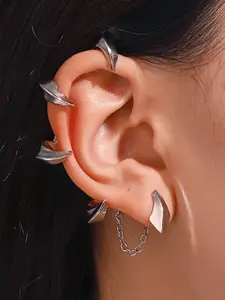 Gothic Devil Claw Ear Cuffs for Women, Punk Dark Alloy Bone Clips, No Piercing High-End Earrings, Style Jewelry Accessories