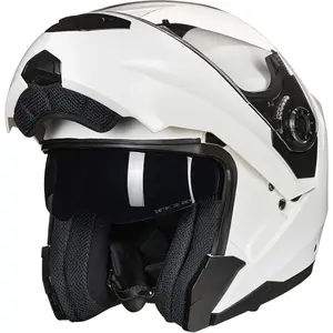 Motorcycle Helmets for Adults Dual Visor Enlarged Air Vents Modular Full Face Cascos para Motos Men Women DOT Model DP998(White, Medium)