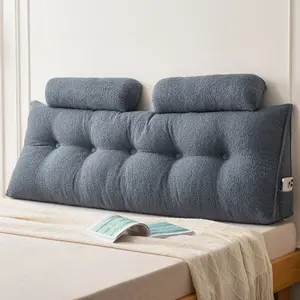 Large Triangular Headboard Pillow Bolster Rest Reading Pillow with 2 Small Pillows Ergonomic Design with Lumbar Support