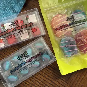 Swedish, But Sweeter! HARD CANDY COATED Swedish Gummies - DIZZY SKULL W/ BLUE RASPBERRY COATING, STRAWBERRY/POMEGRANATE OVAL WITH STRAWBERRY CANDY COATING, TUTTI FRUTTI ROMB WITH LEMON CANDY COATING, BANANA CARAMEL OVAL WITH BANANA CANDY COATING Bonbon Bi