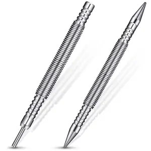 2 Pcs Dual Head Nail Setter and Hinge Pin Punch Set, Hammerless 1/32″& 1/16″ Spring Nail Set, 5000 PSI Striking Force Counter Punch, Super Strong Force Door Pin Removal Tool