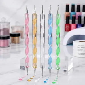 Professional 5-Head Dotting Tool Set for Nail Art, Stainless Steel Nail Design Pens, Multi-Purpose Embossing & Sculpting Tools, Creative Diy Nail Kit, Essential for Nail Technicians