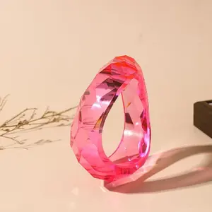 7" Lowkey Clear Bangle Bracelet - Unique Multi-Color Round Cut Surface, Shiny Finish