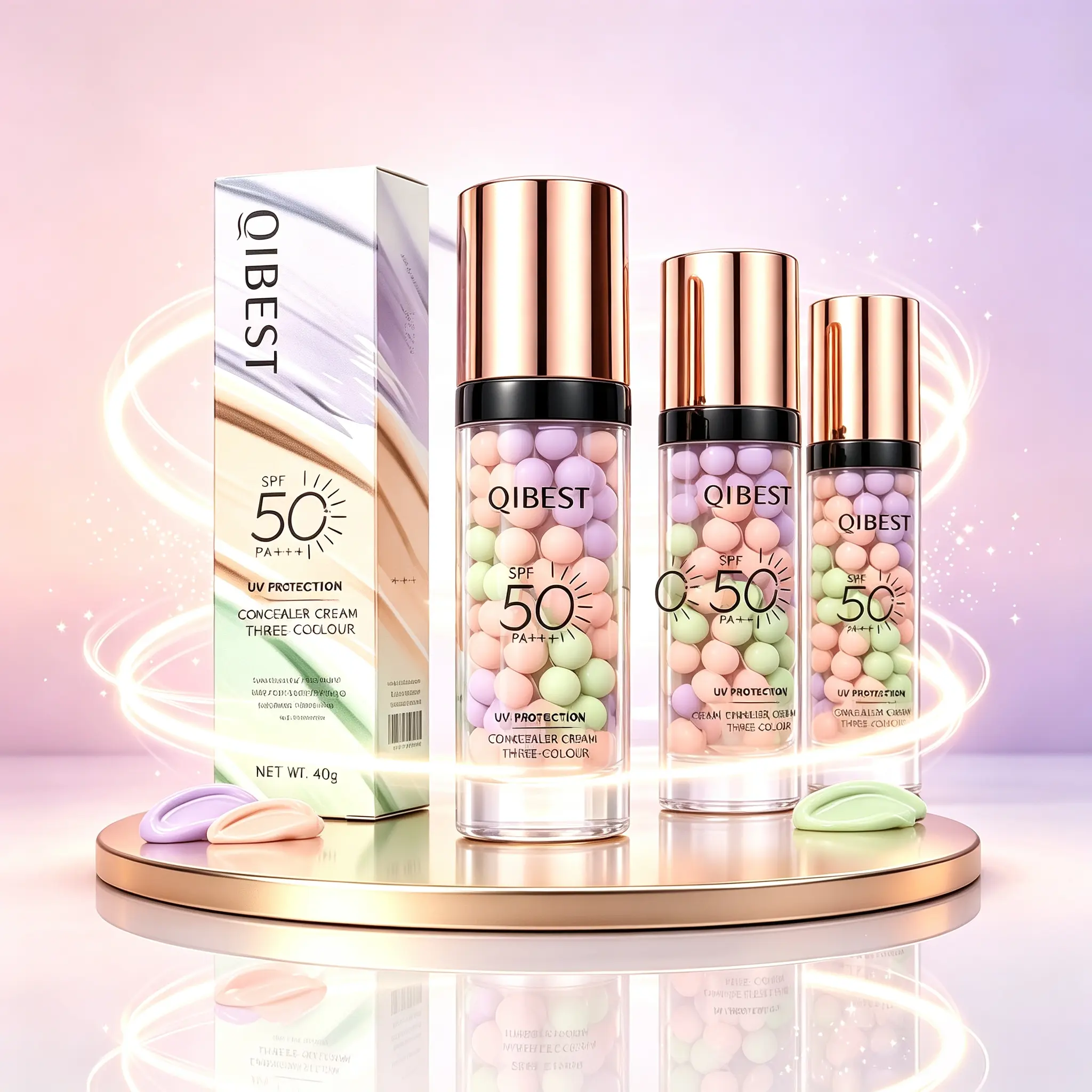 SPF50 3-Color Color Correcting Cosmetic Makeup Base, Waterproof Sweatproof Isolation Cream, Oil-Control Moisture-Boosting Daily Sunscreen Primer
