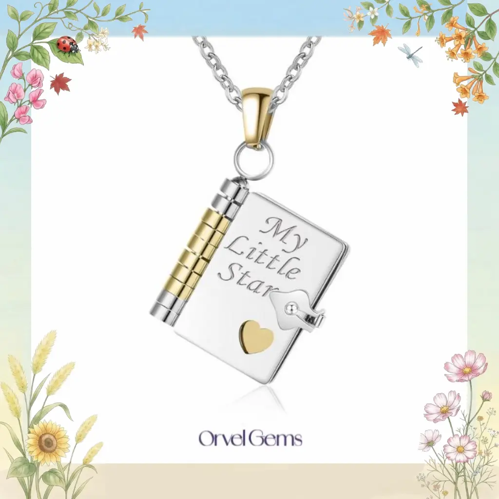 My Little Star Book Necklace for Daughter or Sister – Flip Book Locket Necklace with Laser-Engraved Inspirational Quotes, Birthday or Graduation Gift, Keepsake Jewelry of Love