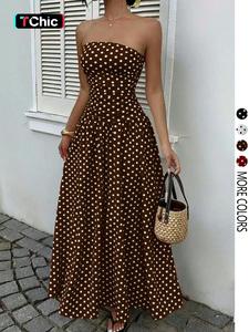 Women's Elegant Fashion Polka Dot Print Halter Dress, Stylish Sleeveless Maxi Dress for Parties and Casual Wear