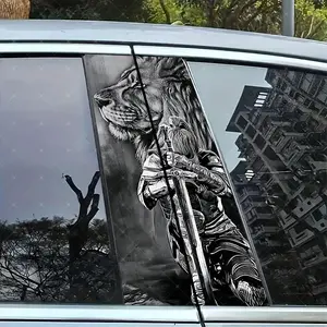 2pc Lion Vinyl Sticker Set, Car B-Pillar Protection Decal, Sticker For Cars, Easy Peel & Stick, Sunproof Waterproof Scratch-Resistant, Fits All Vehicles