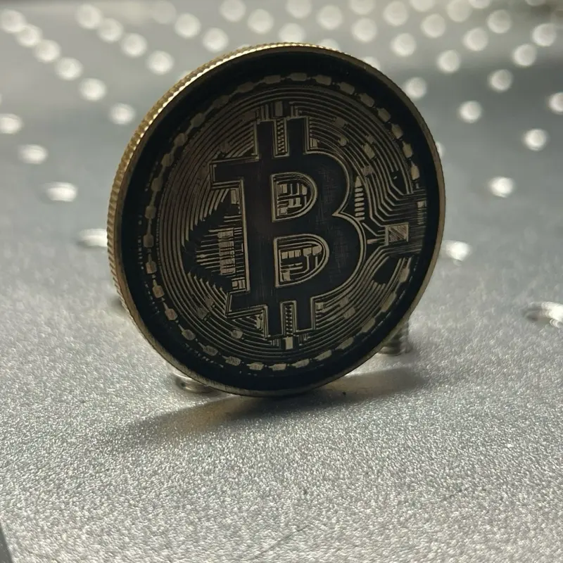 Bitcoin engraved brass coin