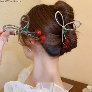 Cute Cherry Hair Claw Clips for Women Sweet Fruit Acrylic Hair Catch Barrettes Fashionable Acetate Hair Accessories Girls Daily Styling Gift