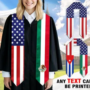 Custom Country Flag Graduation Stoles/Sashes Country Flag Stoles Class of 2025 Stoles, Mixed two flag graduation sash/stoles, Graduation Gift