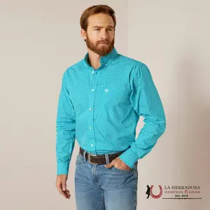 ARIAT BLAINE FITTED LONG SLEEVE SHIRT LANAI TURQUOISE - 10046193