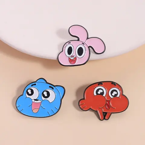 Ah-Gain World Character Enamel Pin Set, Enamel Lapel Pins, Collectible Pins, Perfect Accessory for Fans, Cartoon Lovers, Soft Collectors, Retro Anime Enthusiasts