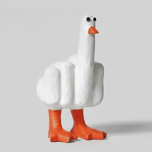 Funny Rude Duck Statue – Middle Finger Duck You Decor for Office, Garden & Porch – Cute Animal Sculpture, Desk Prank Gift – Unique Halloween & White Elephant Gag Present