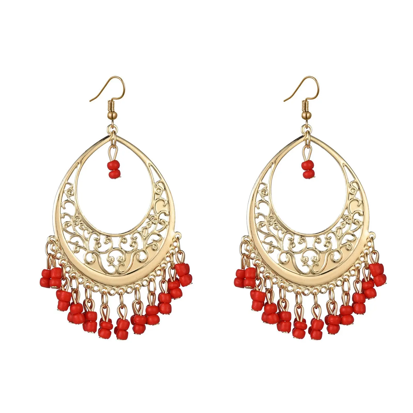Mexican Earrings For Women Tassel Rice Bead Bohemian Dangle Drop Bohe Gypsy Retro Ethnic Holiday Gifts Spring Summer 2024