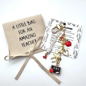 ALLOY Custom TEACHER Charm Bag Clip Keychain with Symbolic Charms | Gift-Ready in Microfiber Bag | Meaningful Keychain Gift | Teacher Appreciation | Just Because Gift | Purse Accessory | Handbag Charm