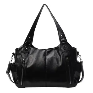 Women's Vintage Tote Bag, Soft Faux Leather Shoulder Bag Purse, Large Convertible Crossbody for Work and Travel