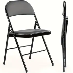 350-Pound Load-Bearing Leather Padded Folding Chair - Home Entertainment Seating Solutions with Metal Frame, Comfortable Fabric Padded Seats, and Durable Batch Construction