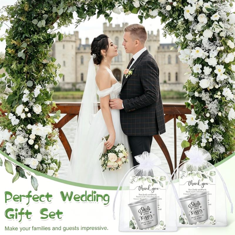 Uiifan 12Set Wedding Favors for Guests, 1.5 oz Stainless Steel Shot Glasses with Thank You Cards & Gift Bags, Shots and Kisses Souvenirs for Wedding Bridal Shower Party Uiifan 12Set Wedding Favors for Guests, 1.5 oz Stainless Steel Shot Glasses with Thank You Cards & Gift Bags, Shots and Kisses Souvenirs for Wedding Bridal Shower Party