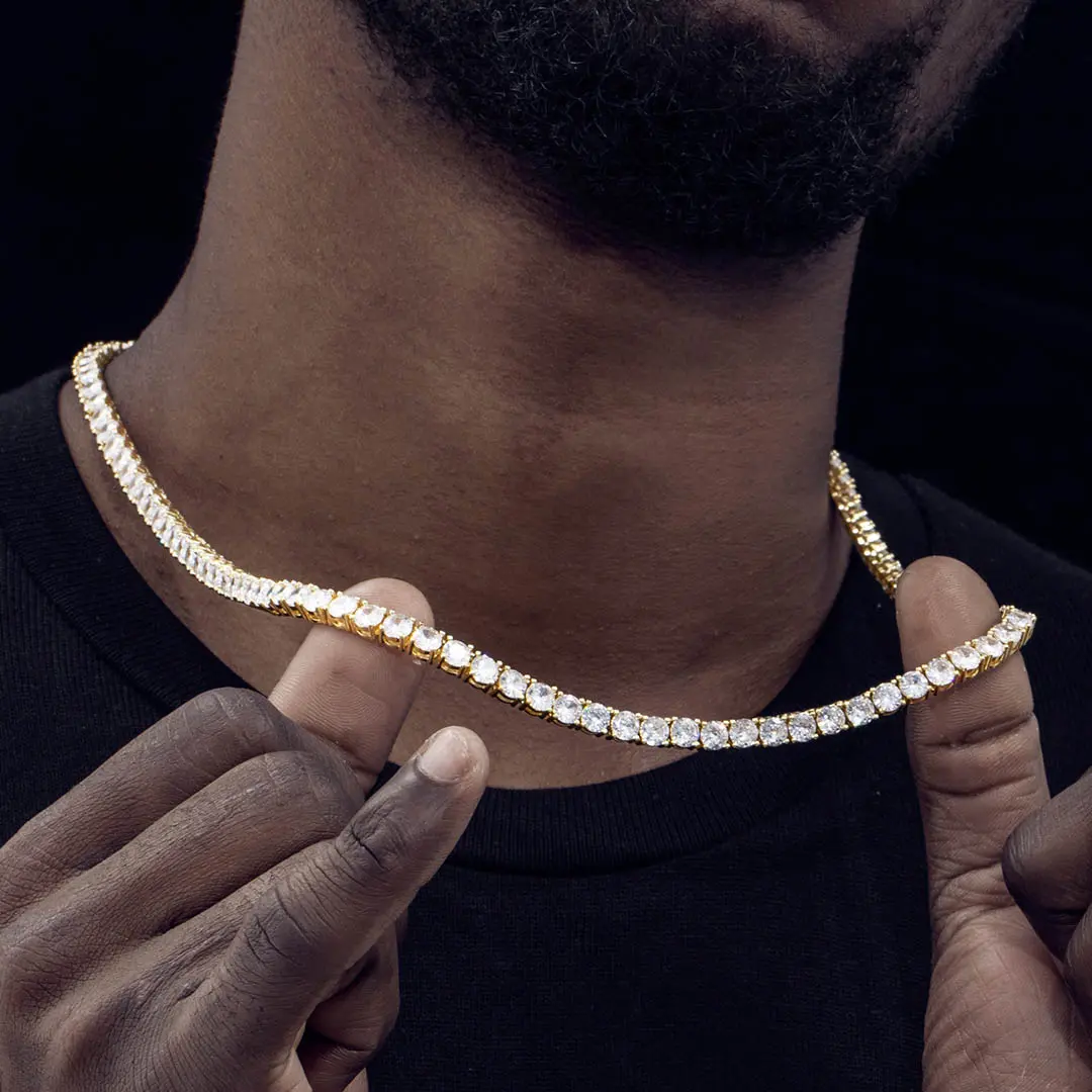 UUR 5mm Tennis 18K Gooldplate Chain Necklace for Men & Women Luxury Jewelry Jewlery