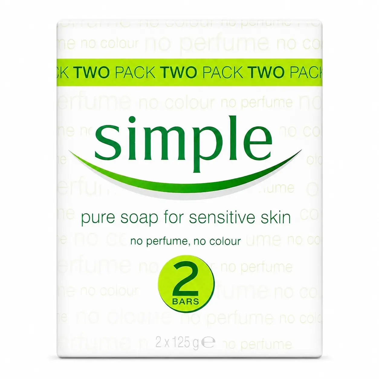 Simple Gentle Body Cleanser, Hydrating and Moisture-Rich Bar Soap for Daily Face and Body Care, Unscented, 2 Count
