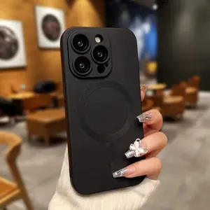 Luxury Magnetic Wireless Charge Phone Case For iPhone X XS XR XS Max 7 8 SE2 SE3 7Plus 8Plus 17 16 15 14 13 12 11 Pro Max Soft Magnetic Matte Bumper Lens Protection Cover