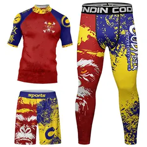 Hot Brazilian MMA No Gi Rashguard Jiu Jitsu T-shirt+Pants Boxing Jerseys Set BJJ Wrestling Shorts Compression Legging Sportsuits