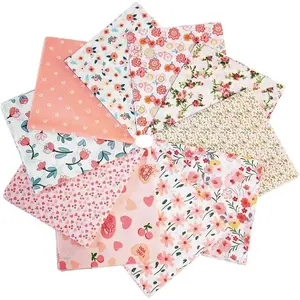 Fat Quarters Cotton Bundles, 10 Pcs 18" x 20" Precut Quilting Squares, Floral Prints for Crafts Sewing (Pink)