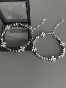 Retro Punk Cross Design Bracelet Unisex Cross and Bead Accents Suitable for Year-Round Wear Exquisite Trendy Jewelry Perfect Gift Fashion Cross Bangle