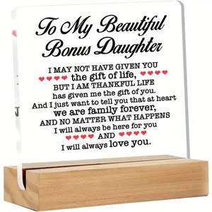 Bonus Daughter Gift from Stepmom-Stepdad, Home Supplies Plaque, House Decor for Bedroom/Desk