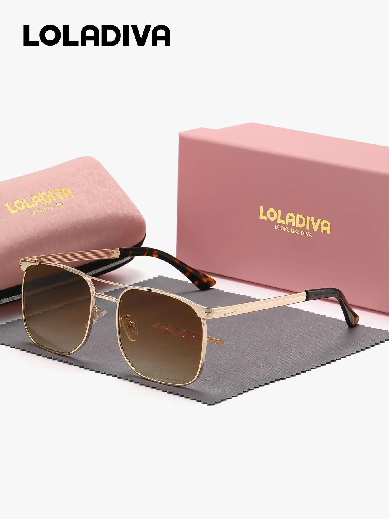 1 Pair LolaDiva Unisex Full Frame Square Frame Sunglasses Petite frame shape UV400