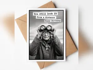 Katie Doodle ® - Funny Birthday Card (5x7 inch) Vintage with Envelope