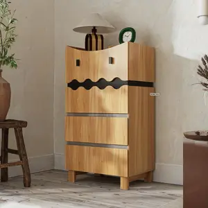 FUFU&GAGA Storage Cabinet with 4 Drawers, Cute Robot Cabinet Vertical Storage with Legs, Unique Shape, No Handle Design, for Living Room Hallway