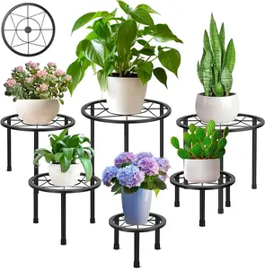 BATOTO 6-Pack Heavy-Duty Anti-Rust Iron Plant Stands, Sturdy Round Flower Pot Holders with Floor Protection, Indoor Outdoor Planter Supports for Living Room Garden tiktokshopspringglowup