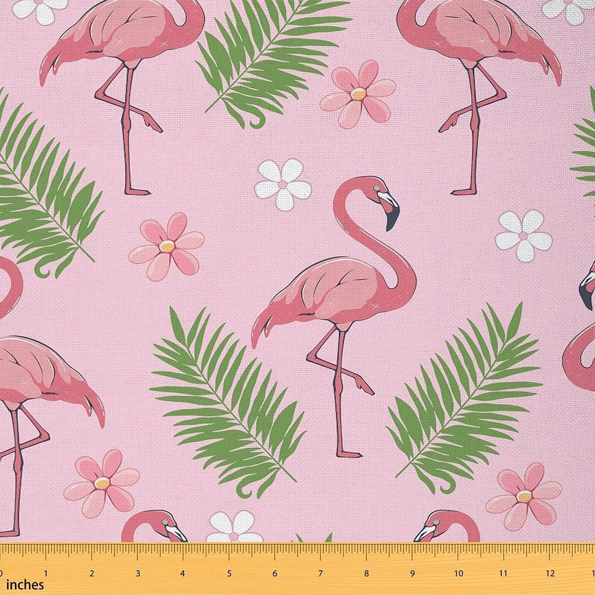 Cartoon Flamingo Fabric,Tropical Palm Leaves Soft Flannel Polyester No Stretch Fabric,Pink Flamingos Wildlife Decor Women Crafts & Sewing Supplies
