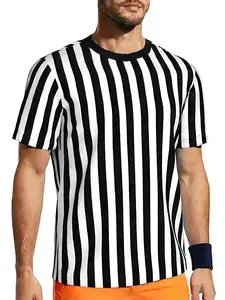 Men's Football Referee Shirt & Striped Soccer Jersey, Comfortable Breathable Sport T-Shirt, Breathable Athletic Top, Outdoor Training, Practice, Casual Wear, Limited-time offer, fast shipping