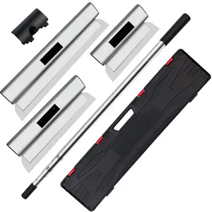 Skimming Blade Set With 25 Cm, 40 Cm And 60 Cm Blades And 35-78 In Extension Handle, European Stainless Steel Construction Knife, Aluminum Profile Smoothing Knockdown Spatula For Gyprock Drywall Wall Finishing