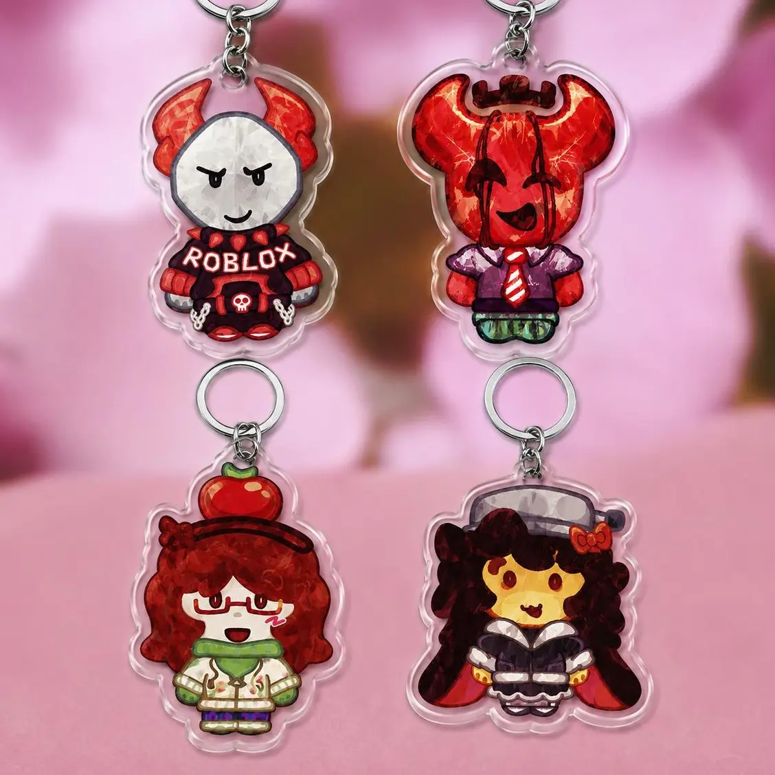 Roblox Arg IHasAFaceLULZ Keychains - Born, Ann, Aubree, JX1DX1 Acrylic Charms | Cute Keyring Accessory, Fun Charm For Backpack Or Purse | High Quality and Customer Favorite Items
