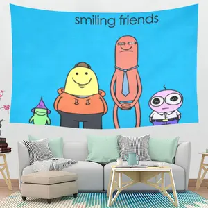 Smiling Friends Tapestry - Indie Cartoon Wall Hanging for Bedroom & Dorm Decor