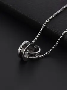 Stainless Steel Colorblock Patchwork Round Pendant Necklace, Cuban Link Chain, Fashion Jewelry for Party, Daily Clothing Decor, Trendy All-match & Exquisite Jewelry for Birthday Gift