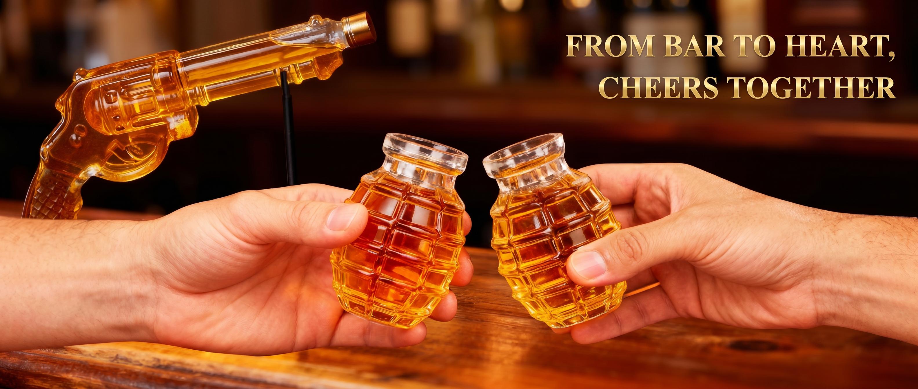 Thick Whiskey Decanter Set with 2x270ml (9oz) Glasses - Drink Accessories, Bar Set Decanter Drainers, Bourbon Dispenser, Gift Ready Home Bar Decor, Ideal for Boyfriend Gifts or Treating Yourself