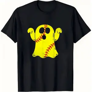 Softball supporter Halloween T-shirt ghost costume soft 220g cotton