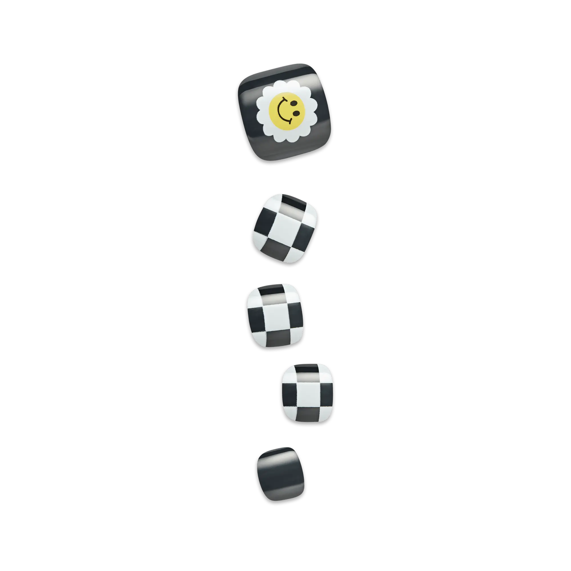 Impress Design No Glue Fake Press On Toenails - Cool It Down | Design, Black, Short, Squoval, Pedicure