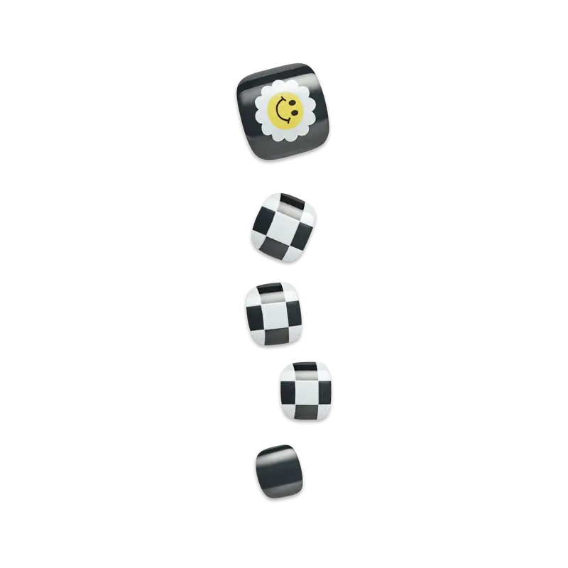 Impress Design No Glue Fake Press On Toenails - Cool It Down | Design, Black, Short, Squoval, Pedicure
