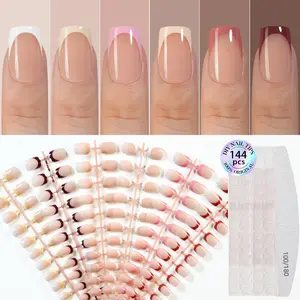 144pcs French Press-On Nails, Almond Short Cat Eye Finish, 6 Colors, DIY Party Nails, Women's Nail Art Set, Sg05 Model