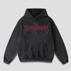 Dark Grunge Metalcore Hoodie – Red Death Script Edition Casual Classic