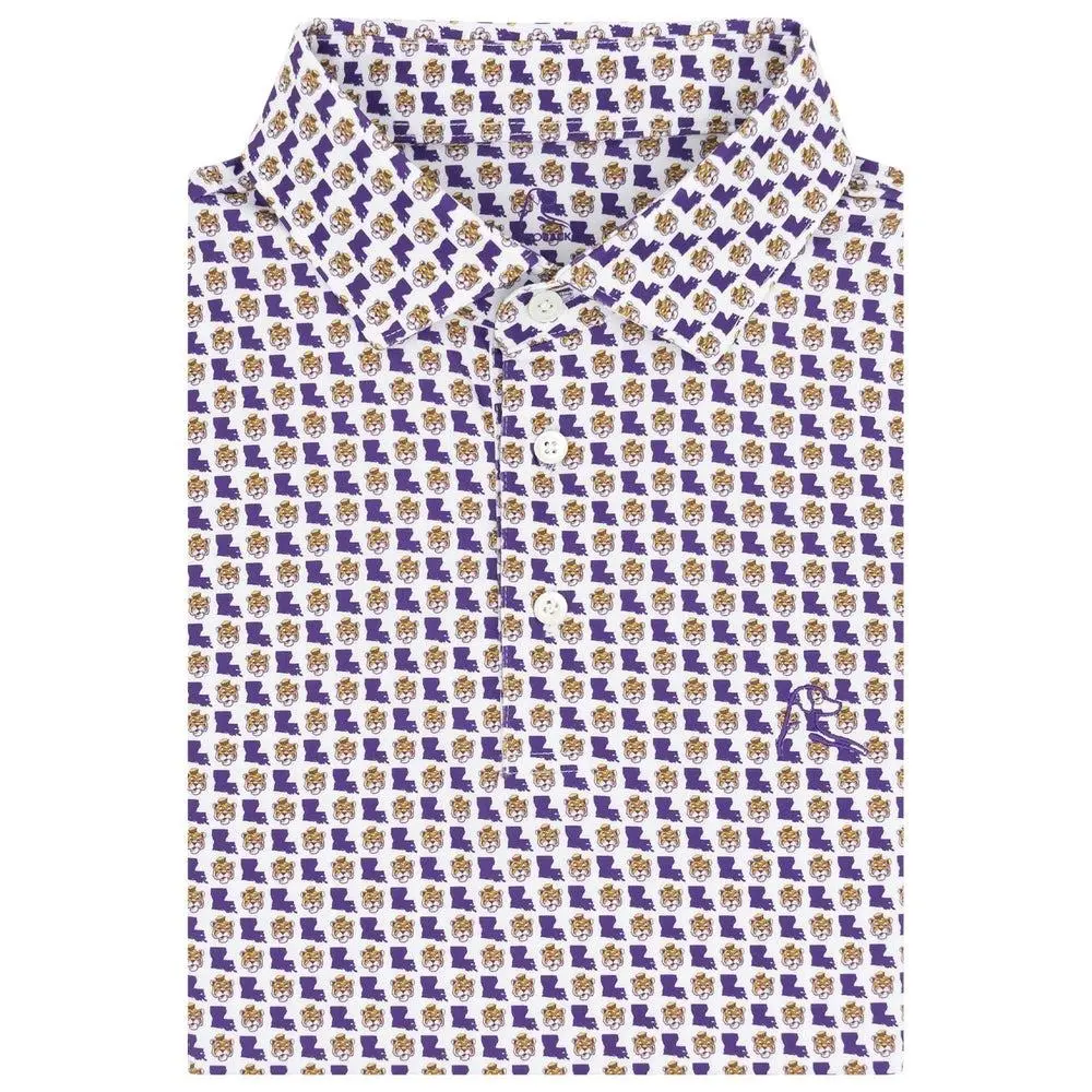 The LSU Bayou Bengals Men's Short Sleeve Collegiate Performance Polo - Men's Golf Polo Shirt, Breathable Moisture Wicking Stretch Short Sleeve Casual Business Shirt