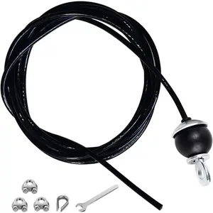 Home Gym Fitness LAT Pulldown  Replacement 78/118/ 236 Inch, 6mm Adjustable Length for Pulley System  Machine Workout Equipment, Steel Wire Rope with Rubber Stopper Ball (118 Inch)