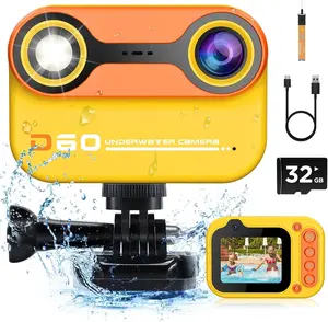 10FT Underwater Camera for Kids, Kids Waterproof Camera, 1080P Video Camera for Snorkeling, Christmas Birthday Gifts Pool Toys for Girls Ages 4-12, Toddler Digital Action Camera with 32GB Card Charging Batteries