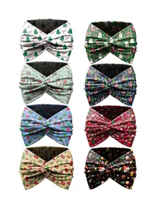 8pcs Christmas Print Hair Accessories, Fashion Cross Elastic Headbands, Tree Snowman Gift Hair Clips, Sports Combination Set